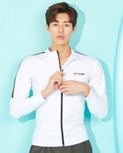 ★래쉬가드!★ 남자 더블line 집업 래쉬가드 white