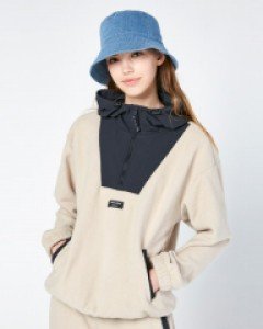 Fleece pullover hoodie beige VER.2(unisex)