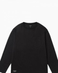 loose fit reindeer logo pocket long sleeveT-shirt black(unisex)