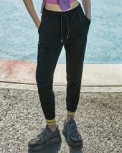 semi slim fit woven jogger pants black(unisex)