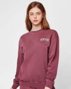 Garment dyeing crew neck dark burgundy(unisex)