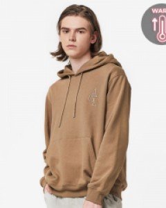 loose fit ACL embroidery hoodie fluff dark beige(unisex)