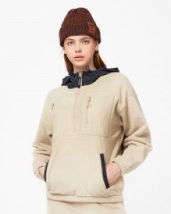 Standard fit fleece anorak jacket beige(unisex)