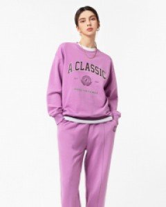 Untact loose fit crew neck jogger pants set pink(unisex)