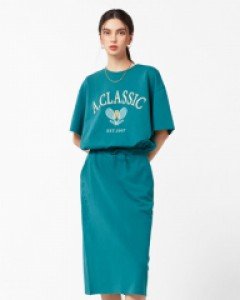 Tennis club string crop 1/2 t-shirt skirt set green