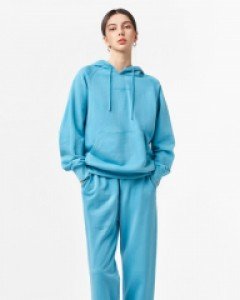 A.CLASSIC logo loose fit hoodie jogger pants set blue(unisex)