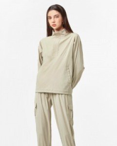 Tricot fresh air cooler loose fit anorak jacket pocket jogger pants set beige(unisex)