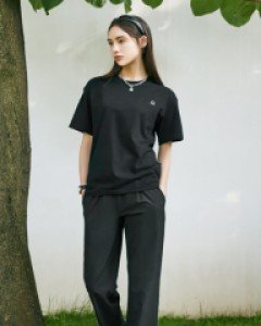 Quick-dry banding slacks pants black(unisex)