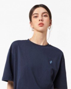 Eco-friendly SORONA standard fit 1/2 t-shirt navy(unisex)