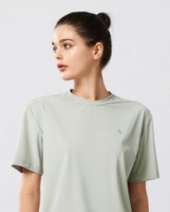 Tricot air cooler loose fit A logo 1/2 t-shirt light olive(unisex)