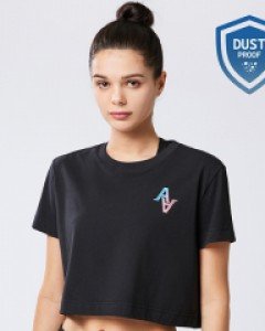 Dust proof 1/2 crop t-shirt black 장은실 착용