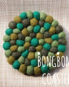 양모펠트 봉봉 컵받침_그린