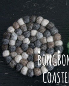 양모펠트 봉봉 컵받침_브라운