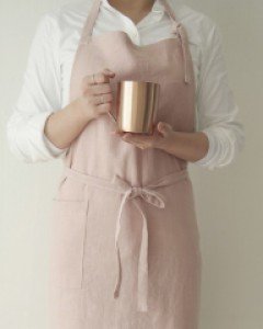 메시브 린넨 앞치마_핑크