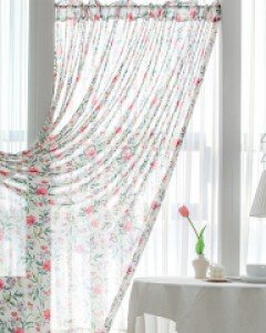 엘리아나 플라워 항균발수 쉬폰 가리개커튼_화이트