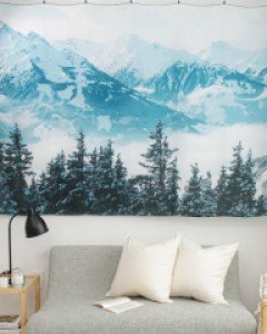 스노우마운틴 대형 고화질 도톰한 쉬폰 패브릭포스터 커튼