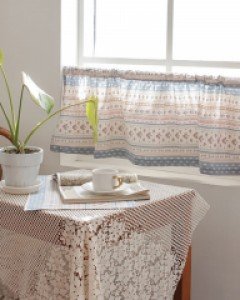 보엔 린넨코튼 주방 작은창 가리개 바란스커튼_블루