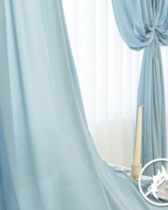 컬러테라피 도톰한 인테리어 컬러 쉬폰 촤르르 방염커튼_페일블루