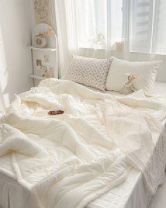 스테이웜 극세사 따뜻한 겨울 차렵이불_아이보리