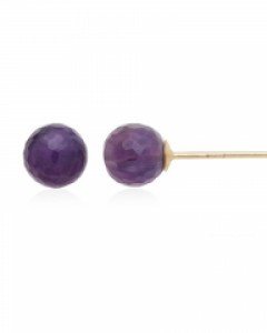 14K 천연자수정 6mm 커팅볼 침형 귀걸이 E22-35