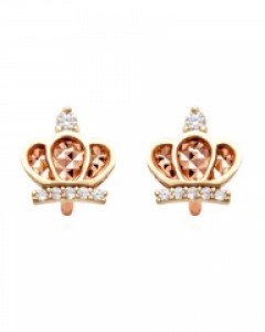 14K/18K 투톤 커팅 왕관 원터치 귀걸이 E23-07
