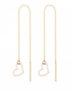 14K 롱라인 오픈하트 침형 귀걸이 E23-38