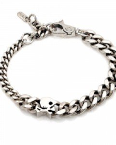 실버 엔틱 언발 사슬 스컬 팔찌 B01-438 (택1)
