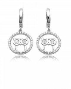 실버 써클 부엉이 원터치 귀걸이 E01-1134