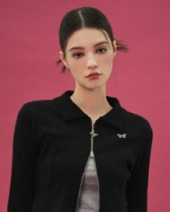 [NF] 2 WAY COLLAR ZIP-UP (BLACK)_F22QA702