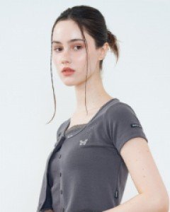 [NF] CUTIE-PIE CROP CARDIGAN (CHARCOAL)_F22QB425