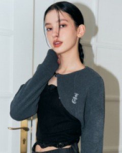 [NF] N.A.V BUCKLE BOLERO CARDIGAN (CHARCOAL)_F22ZA924
