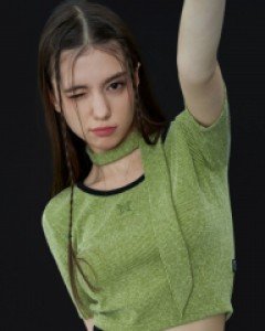 [NF] ROUND SHAPE CROP TEE & SCARF SET (GREEN)_F23QB474