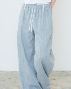 [NF] DOUBLE TUCK FRINGE BANDING PANTS (BLUE)_F23QD848
