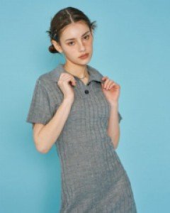 [NF] VANESSA COLLAR KNIT ONE PIECE (GRAY)_F23QD853