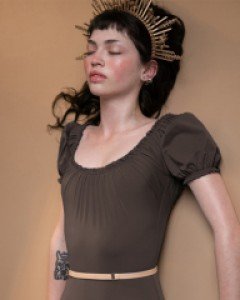 JAC_Maiden Leotard with short puff sleeves 211LE71VL_Chocolate