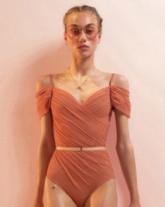 JAC_Gres offshoulder draped leotard 그레 221LE65JA_Coral