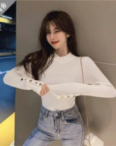 국내상품 / 나리스 버튼장식 골지 베이직 니트탑 3컬러