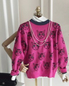 우울한 고양이 비비드 컬러 니트 2컬러