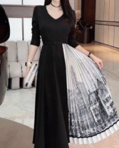 베네치아 벨트 플리츠 롱원피스 2XL까지