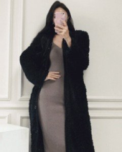 마젤란 블랙 푸들 양털퍼 롱 코트