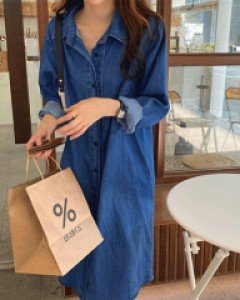 국내배송 / 레토 자연스러운 데님 셔츠 원피스