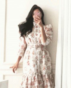 벨마리 로즈 펀칭 자수 벨트 원피스 -  - 빅사이즈 88사이즈까지