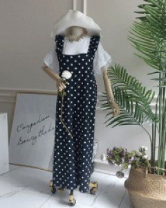 국내제작 / 레미 도트 프릴 루즈핏 점프수트