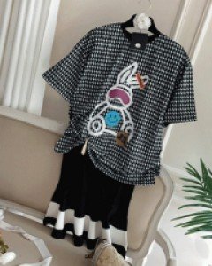 브룩스 체크 오버핏 티셔츠