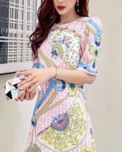 라돌체 핑크 체인 원피스 2XL까지