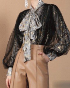 아베스 파이톤 샤이닝 리본 블라우스