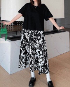 국내배송 / 라밀리 대리석패턴 편한 롱원피스