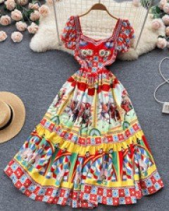 무료배송 / 레만차 열정레드 플레어 원피스