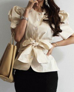 지오르 빅리본 볼륨 블라우스