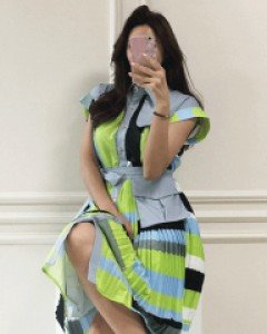 피에타 네온 플리츠 원피스 2XL까지